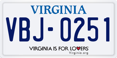 VA license plate VBJ0251