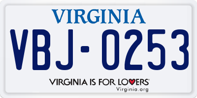 VA license plate VBJ0253