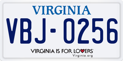 VA license plate VBJ0256