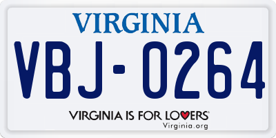 VA license plate VBJ0264