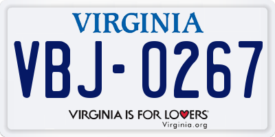 VA license plate VBJ0267