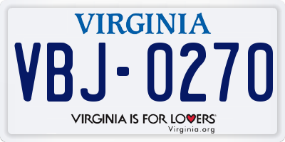 VA license plate VBJ0270