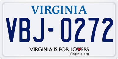 VA license plate VBJ0272