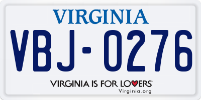 VA license plate VBJ0276
