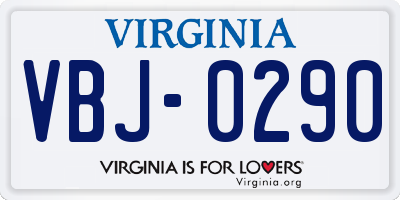 VA license plate VBJ0290