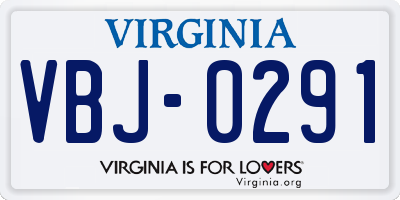 VA license plate VBJ0291