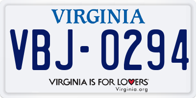 VA license plate VBJ0294