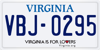 VA license plate VBJ0295