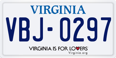 VA license plate VBJ0297