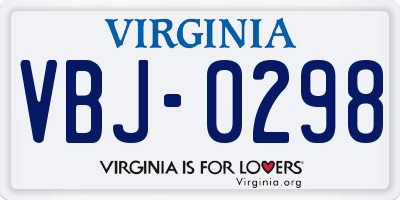 VA license plate VBJ0298