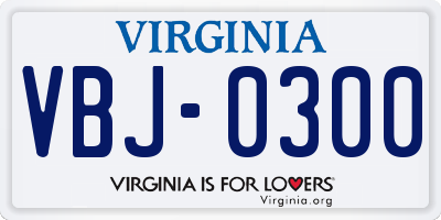 VA license plate VBJ0300