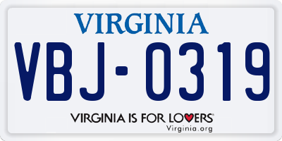 VA license plate VBJ0319