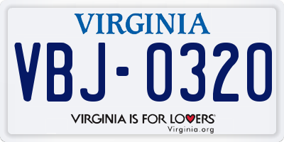 VA license plate VBJ0320