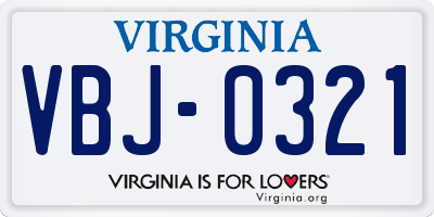 VA license plate VBJ0321