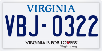 VA license plate VBJ0322