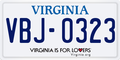 VA license plate VBJ0323