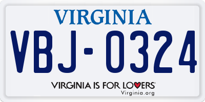 VA license plate VBJ0324