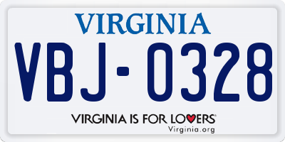 VA license plate VBJ0328