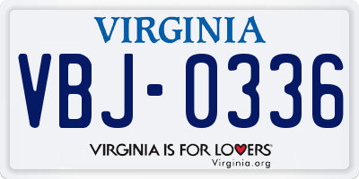 VA license plate VBJ0336