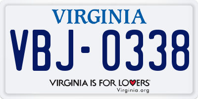 VA license plate VBJ0338