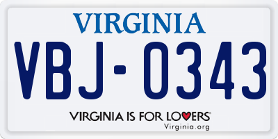 VA license plate VBJ0343