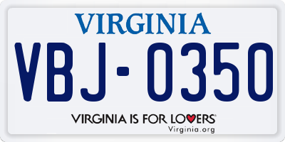 VA license plate VBJ0350