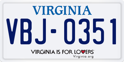 VA license plate VBJ0351