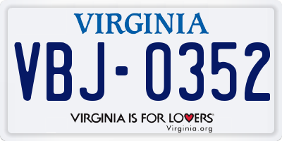 VA license plate VBJ0352