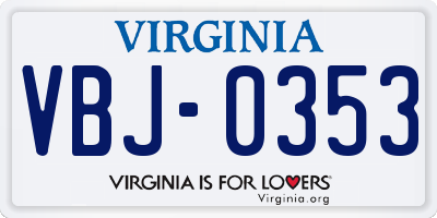 VA license plate VBJ0353