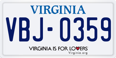 VA license plate VBJ0359