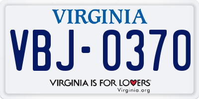 VA license plate VBJ0370