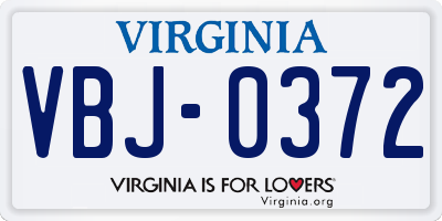 VA license plate VBJ0372