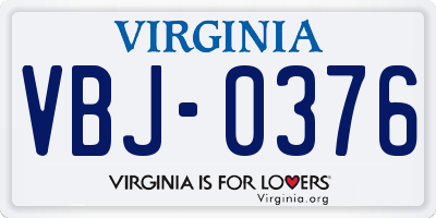 VA license plate VBJ0376