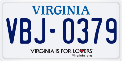 VA license plate VBJ0379