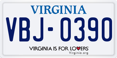 VA license plate VBJ0390