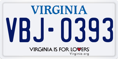 VA license plate VBJ0393