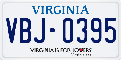 VA license plate VBJ0395