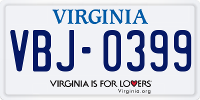 VA license plate VBJ0399