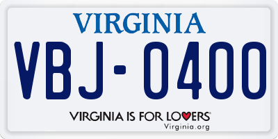 VA license plate VBJ0400