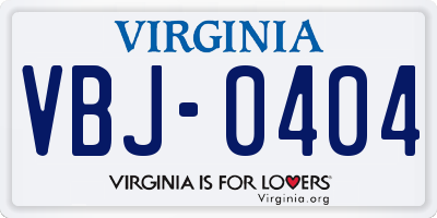 VA license plate VBJ0404