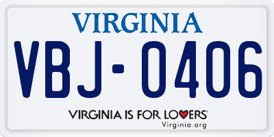 VA license plate VBJ0406