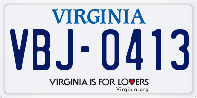 VA license plate VBJ0413