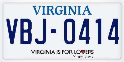 VA license plate VBJ0414