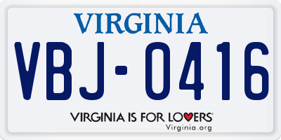 VA license plate VBJ0416