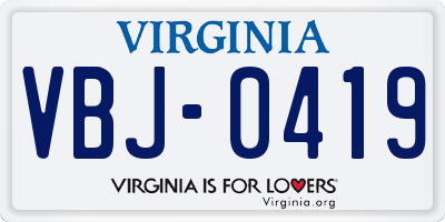VA license plate VBJ0419
