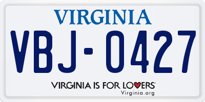 VA license plate VBJ0427