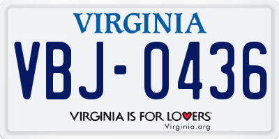 VA license plate VBJ0436