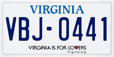 VA license plate VBJ0441