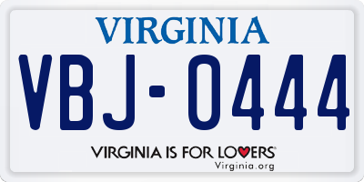 VA license plate VBJ0444