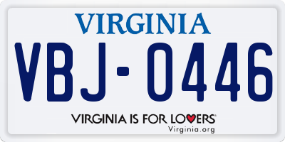 VA license plate VBJ0446
